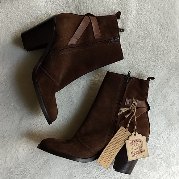 Diesel brown suede high heel ankle boots size 9 - Picture 2 of 8